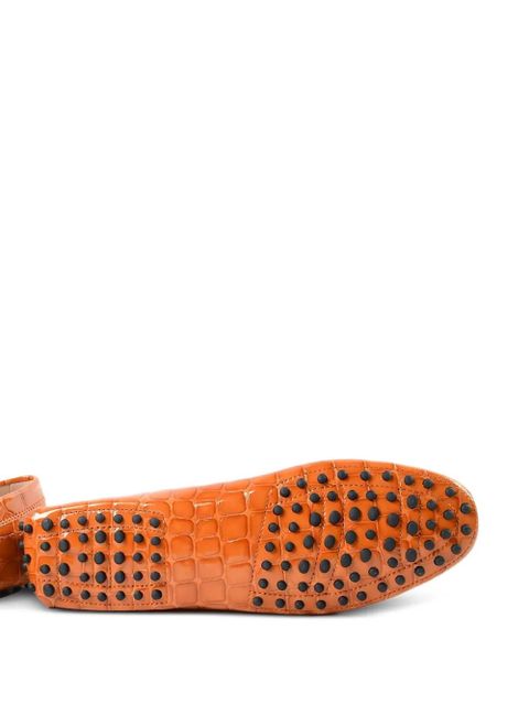 Tod's corcodile-effect loafers - Orange