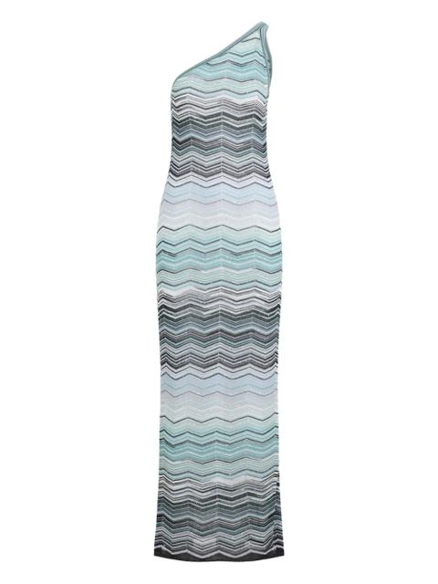 Missoni one-shoulder chevron-pattern maxi dress - Blue - zdjęcie produktu nr 1