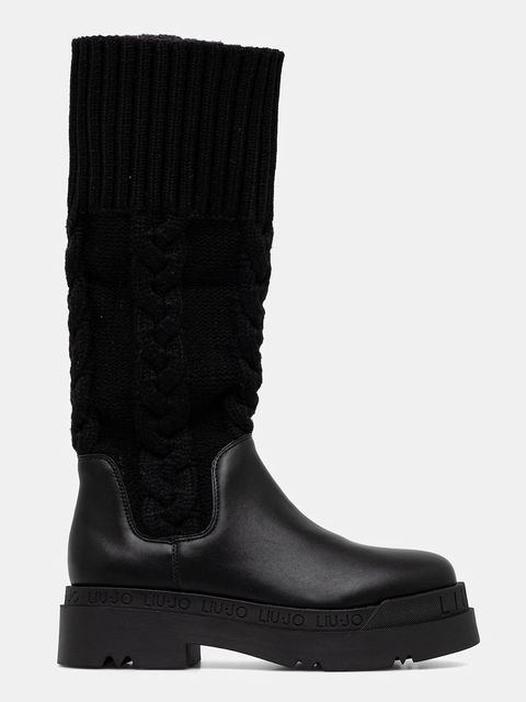 Liu Jo kozaki LOVE 65 damskie kolor czarny na płaskim obcasie SF5121TX33022222