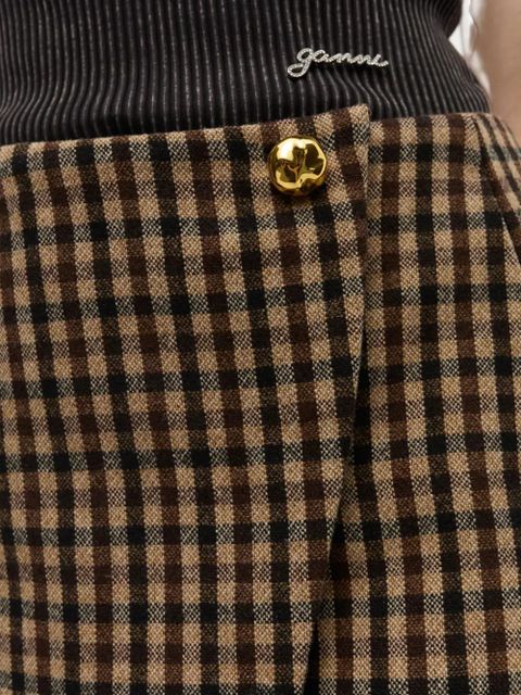 GANNI checked mini skirt - Neutrals