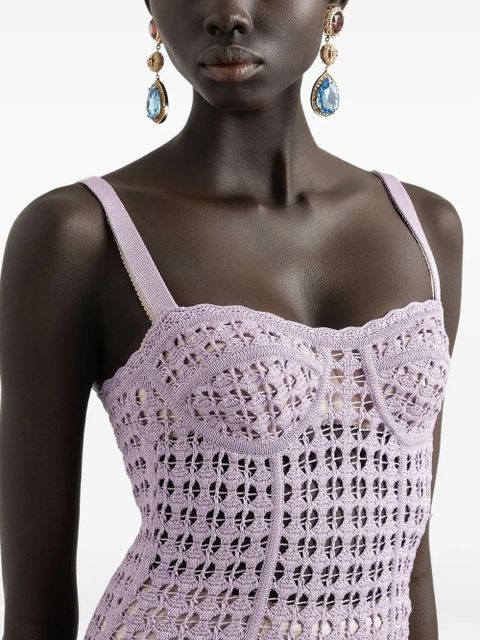 Dolce & Gabbana open-knit midi dress - Purple