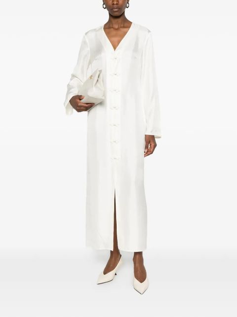 Róhe button V-neck midi dress - Neutrals - zdjęcie produktu nr 2