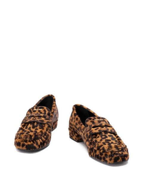 Prada leopard loafers - Brown
