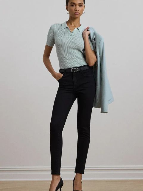 Lauren Ralph Lauren polo damskie kolor niebieski 200963653