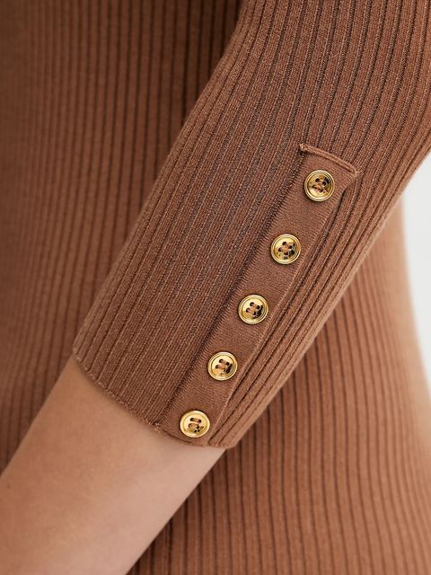 Elisabetta Franchi sukienka z dodatkiem jedwabiu kolor brązowy midi dopasowana AM23B56E2