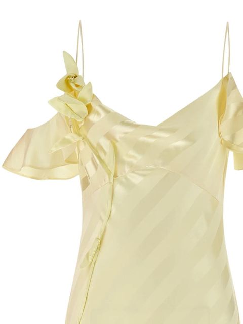 Self-Portrait striped satin maxi dress - Yellow