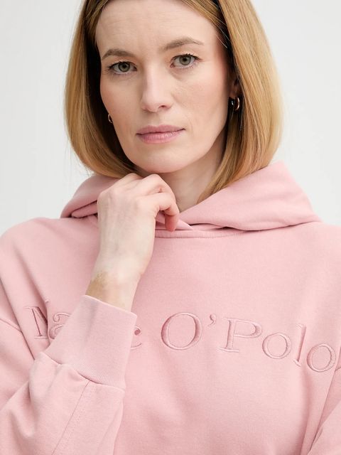 Marc O'Polo bluza bawełniana damska kolor różowy z kapturem z aplikacją 600407354165 - zdjęcie produktu nr 2