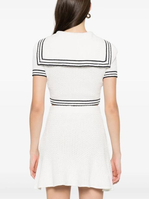 Self-Portrait textured knitted top - White