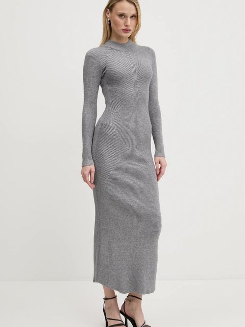 Never Fully Dressed sukienka Suki kolor szary maxi dopasowana NFDKN601 - zdjęcie produktu nr 1