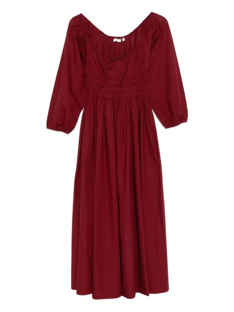 DÔEN Quintessa puff-sleeve smocked dress - Red - zdjęcie produktu nr 1