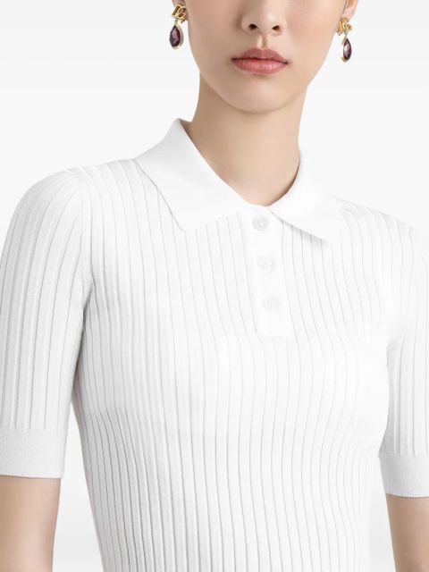 Dolce & Gabbana ribbed polo top - White