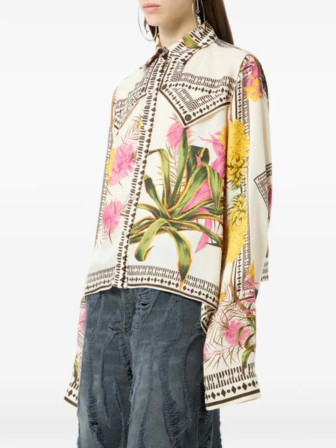 Blumarine floral print twill top - Neutrals - zdjęcie produktu nr 2