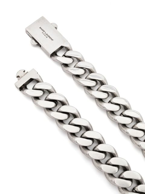 Saint Laurent logo-engraved necklace - Silver