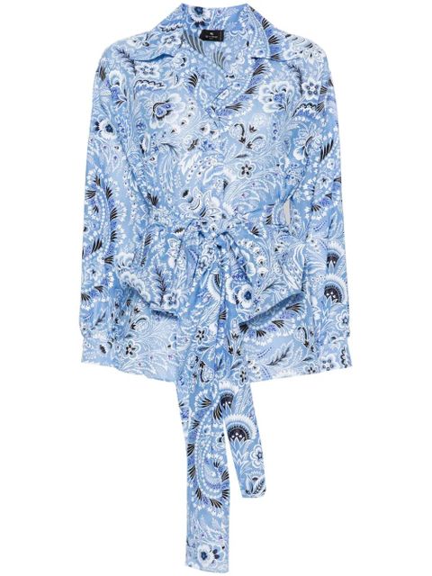 ETRO floral-print silk-cotton shirt - Blue - zdjęcie produktu nr 1