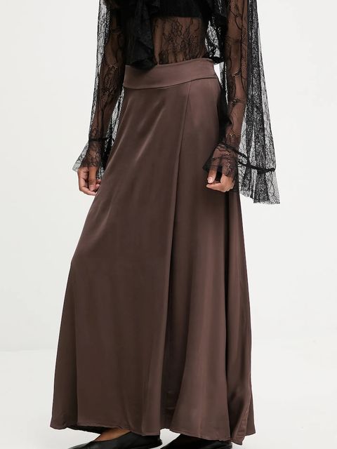 Answear.LAB spódnica kolor brązowy maxi rozkloszowana - zdjęcie produktu nr 1