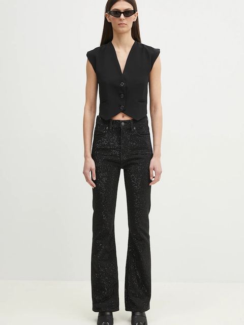 Fiorucci jeansy Rhinestone Flared damskie high waist U02SPDJE083DN01DN05