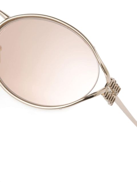 Miu Miu Eyewear Logo oval-frame sunglasses - Gold - zdjęcie produktu nr 2