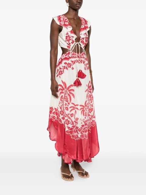 FARM Rio floral ruffled dress - Neutrals