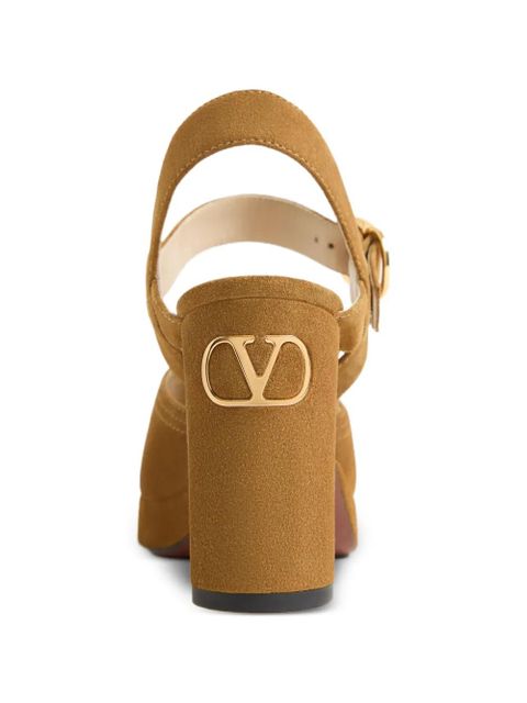 Valentino Garavani Fawcette platform crust leather sandals 100mm - Brown