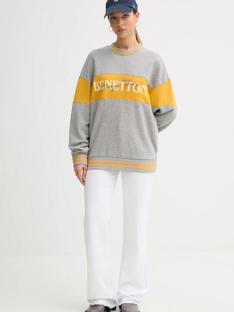 United Colors of Benetton bluza bawełniana x Stranger Things kolor szary z nadrukiem 342ZU10BA