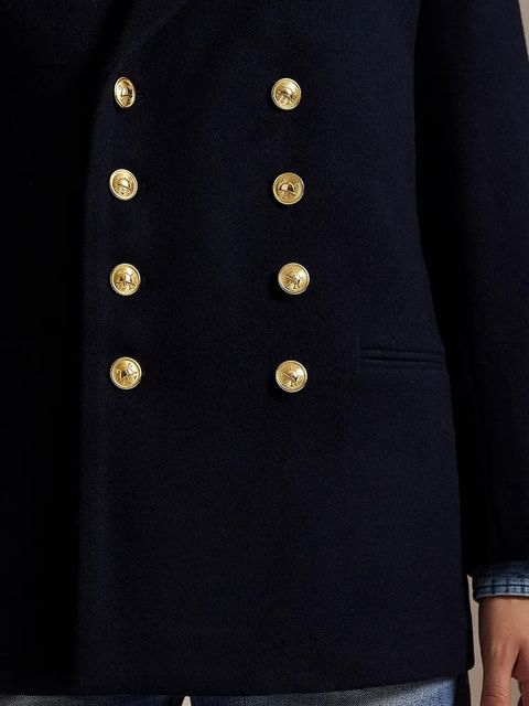 Polo Ralph Lauren marynarka wełniana kolor granatowy dwurzędowa gładka 211971388