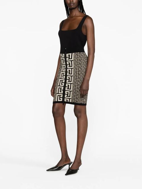 Balmain intarsia-knit midi skirt - Neutrals