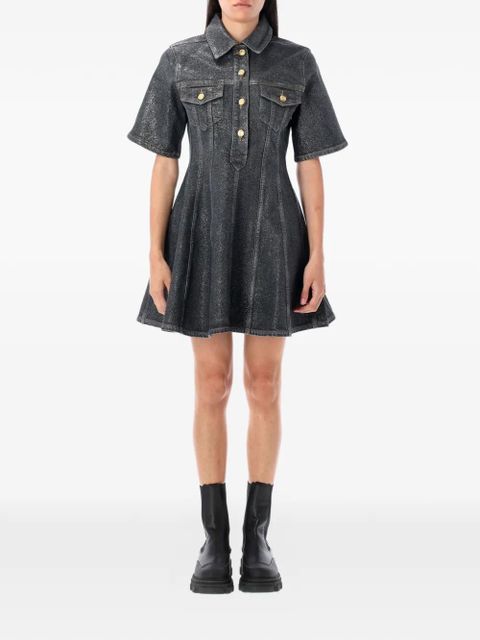 GANNI foiled denim mini dress - Black - zdjęcie produktu nr 1