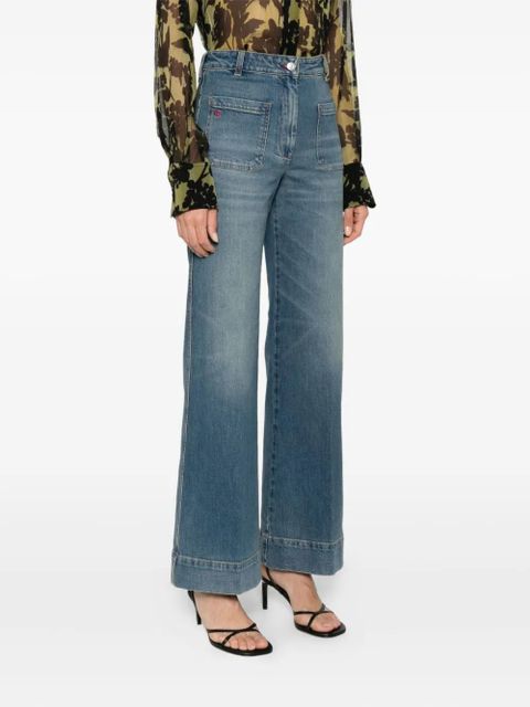 Victoria Beckham logo-patch jeans - Blue - zdjęcie produktu nr 1
