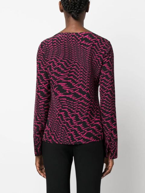PINKO logo-print long-sleeve blouse - Black