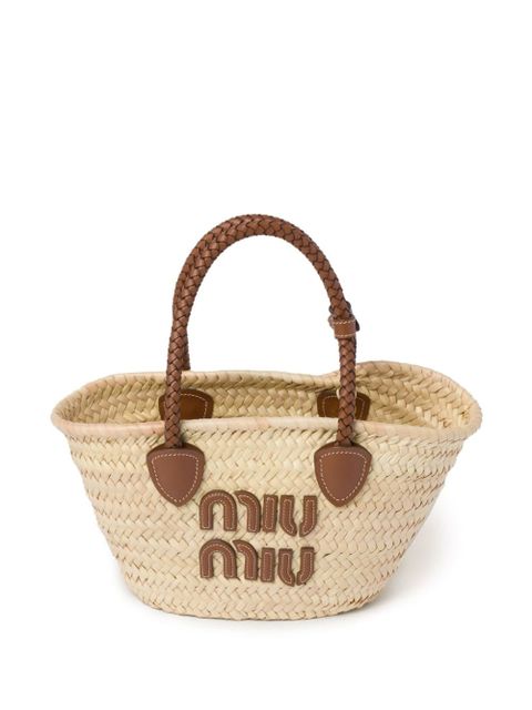 Miu Miu woven straw tote bag - Neutrals za 3 664,00 zł na Selected