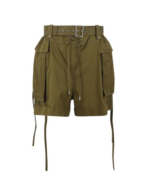 Alexander McQueen belted cargo-pocket oversized shorts - Green - zdjęcie produktu nr 1
