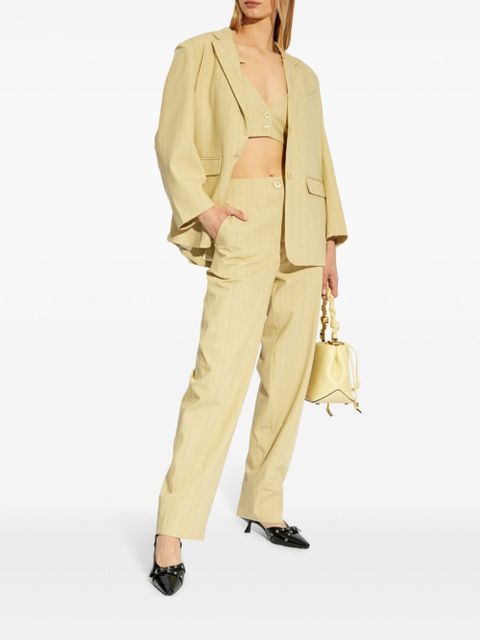 GANNI striped boxy blazer - Neutrals