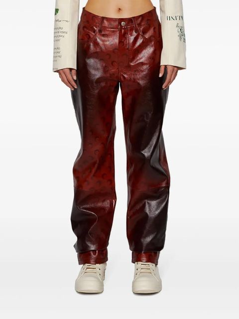 Marine Serre airbrushed leather straight-leg trousers - Red