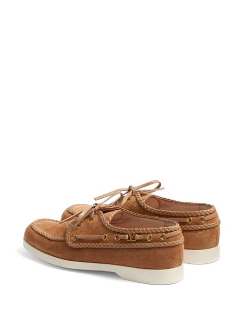 Valentino Garavani palm avenue braided-edge boat shoes - Brown