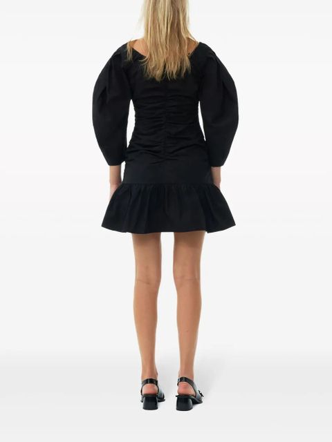 GANNI gathered U-neck minidress - Black