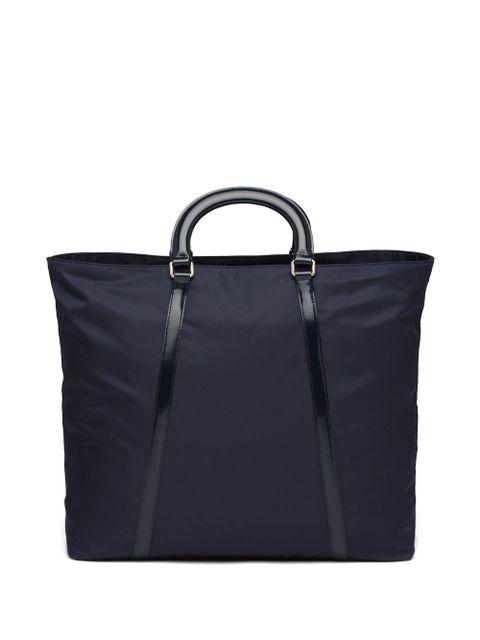 Prada logo plaque tote bag - Blue