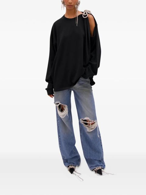 AREA crystal-knot cut-out T-shirt - Black - zdjęcie produktu nr 2