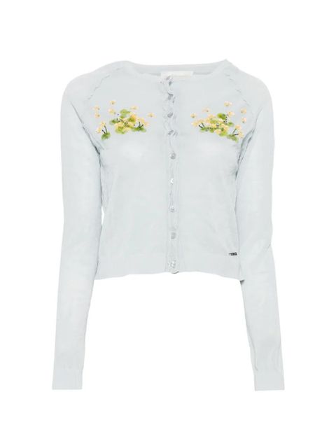SHUSHU/TONG beaded floral knit cardigan - Blue - zdjęcie produktu nr 1