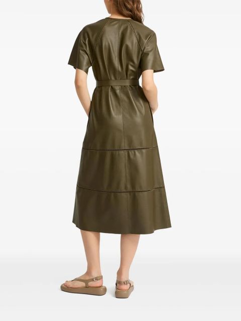 Yves Salomon belted leather midi dress - Green