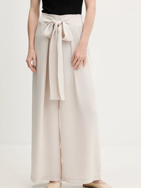 Answear.LAB spodnie damskie kolor beżowy szerokie high waist