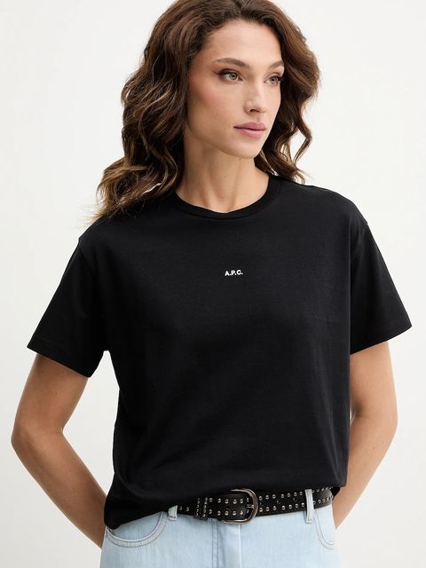 A.P.C. t-shirt bawełniany t-shirt boxy micro logo GOTS damski kolor czarny COHBW.F26387