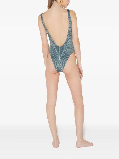 Jean Paul Gaultier spiral-print swimsuit - Blue