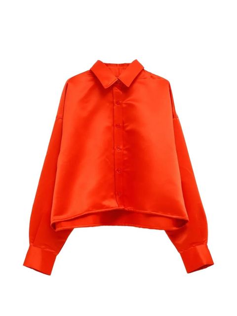 The Frankie Shop Arlen satin-finish cropped shirt - Orange - zdjęcie produktu nr 1