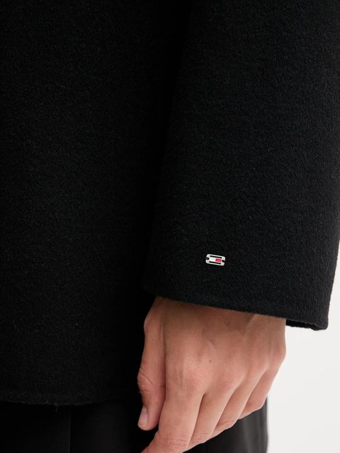 Tommy Hilfiger płaszcz z wełną kolor czarny WW0WW47479