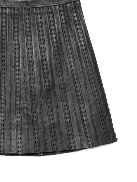 Yves Salomon perforated leather midi skirt - Black