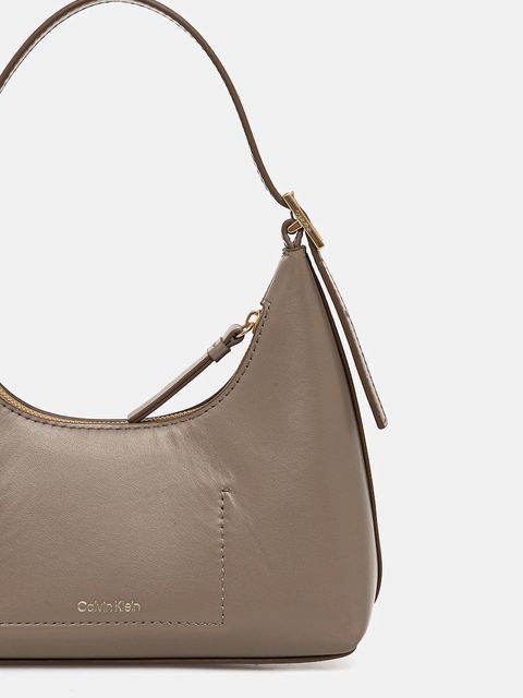 Calvin Klein torebka skórzana kolor beżowy LV04F3263G