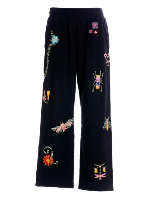 Agua By Agua Bendita embroidered-floral insect trousers - Black - zdjęcie produktu nr 1