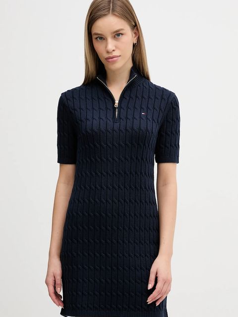 Tommy Hilfiger sukienka bawełniana kolor granatowy mini dopasowana WW0WW48444 - zdjęcie produktu nr 1