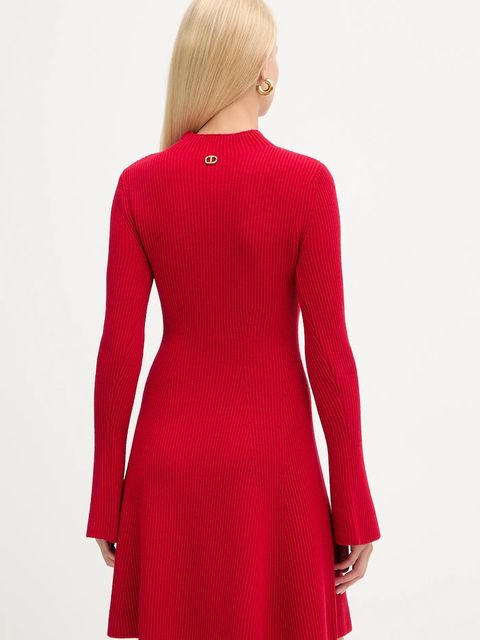 Twinset sukienka z dodatkiem wełny kolor czerwony mini rozkloszowana 252TT3140