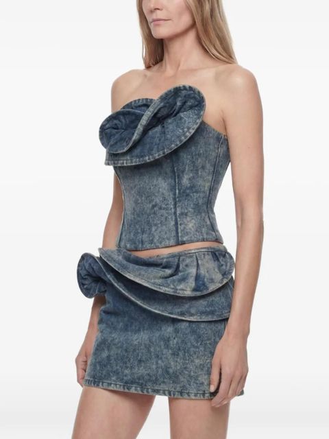 Magda Butrym rose-detail denim corset - Blue - zdjęcie produktu nr 2